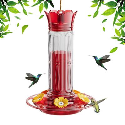 Hummingbird Feeder for Outdoors Hanging Leak Proof Plastic Birds Feeder with 5 Flower Feeding Ports And Ant Moat for Outside Garden Decor