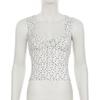 European & American Style Polka Dot Pleated Tie-Up Tank Top with Round Neck, Versatile and Slim Fit