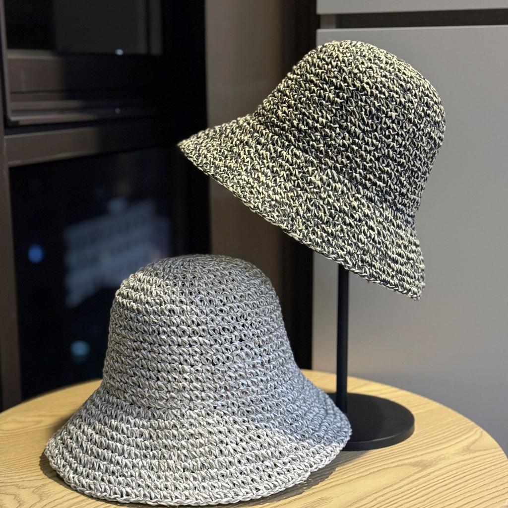 Korean-style spring-summer seaside vacation sunshade versatile fisherman hat for women, vintage mixed-color, foldable, breathable, sun-protective