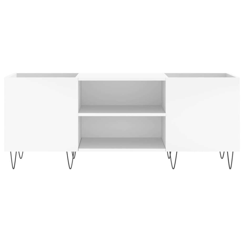 Record Cabinet White 121 x 38 x 48 cm Engineered Wood
