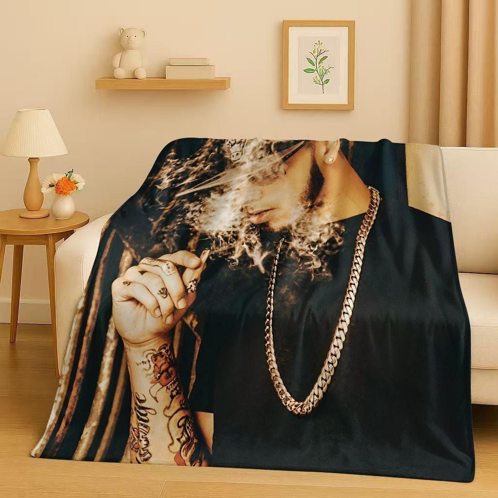 3D Anuel AA Real Hasta La Muerte Rapper Flannel Blanket,Ultra Soft Warm Plush Throw for Home Bedroom Bed Sofa Cover Kids Picnic