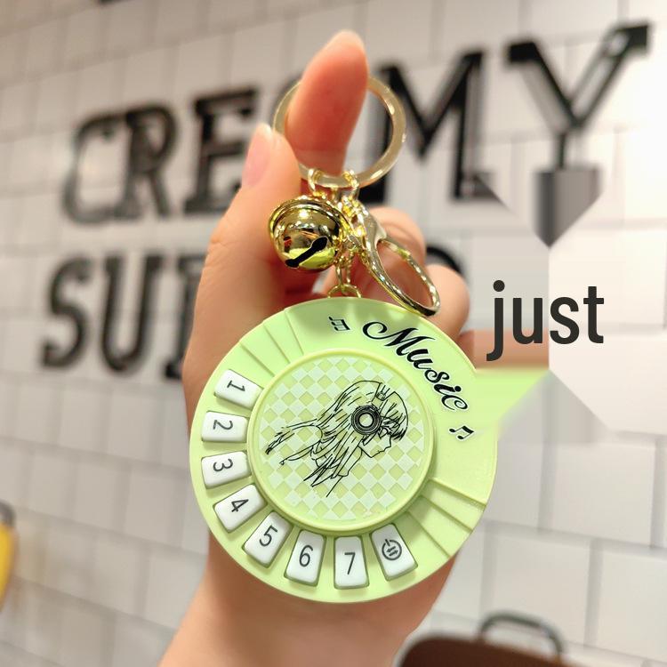 Mini Guitar Keychain with DJ Scratch Sound - Fun Musical Schoolbag Toy for Kids
