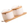 Salt Bowl with Lid and Spoon Ceramic Container for Storing Spices and Seasonings Kitchen Countertop Decorative Sugar Jar