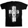 Χριστιανικό T-Shirt με Σχέδιο Σταυρό και Λιοντάρι της Φυλής του Ιούδα Vintage - Ανδρικό Καλοκαιρινό Βαμβακερό T-Shirt με Γραφικό