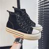 Vintage Men's High Top Casual Shoes Leakage Foreign Trade Autumn Maillard Thick Bottom Increased Height Canvas Shoes