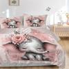 3pcs Pink Elephant Bedding Set, Including Without Filling, Soft and Comfortable Home Bedroom M084