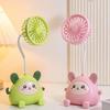 Cartoon Animals Desk Fan Fast Charging Flexible Hose Fan Multi-Purpose Phone Holder Pen Holder Portable Summer Cooling Fan