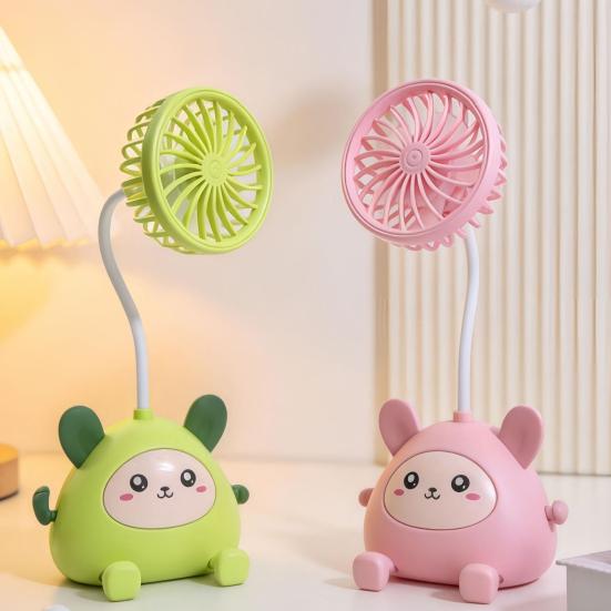 Cartoon Animals Desk Fan Fast Charging Flexible Hose Fan Multi-Purpose Phone Holder Pen Holder Portable Summer Cooling Fan
