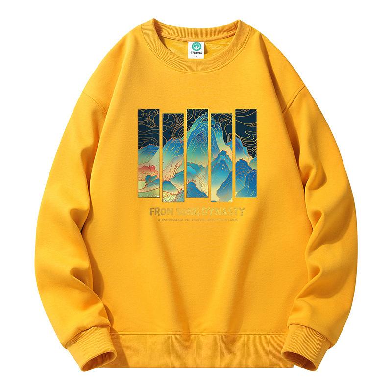 Spring and Autumn Crew Neck Sweater Men's Loose Long Sleeve Jacket Teen Couple T-Shirt Spring and Autumn