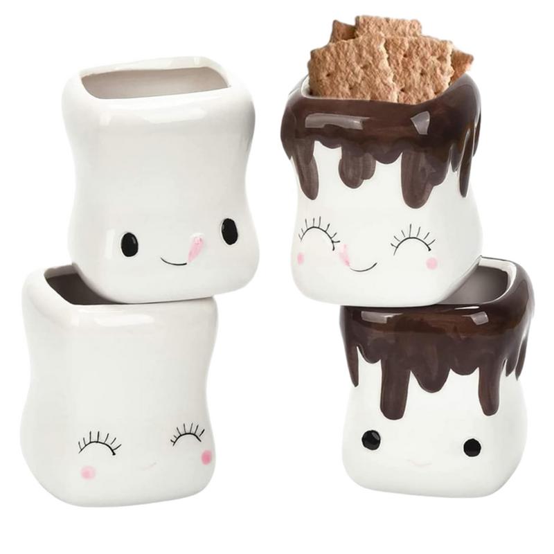 4pcs Creative Ceramic Mug Cartoon Face Coffee Cup Afternoon Tea Breakfast Milk Cup Home Office Drinking Utensils Cute Gifts