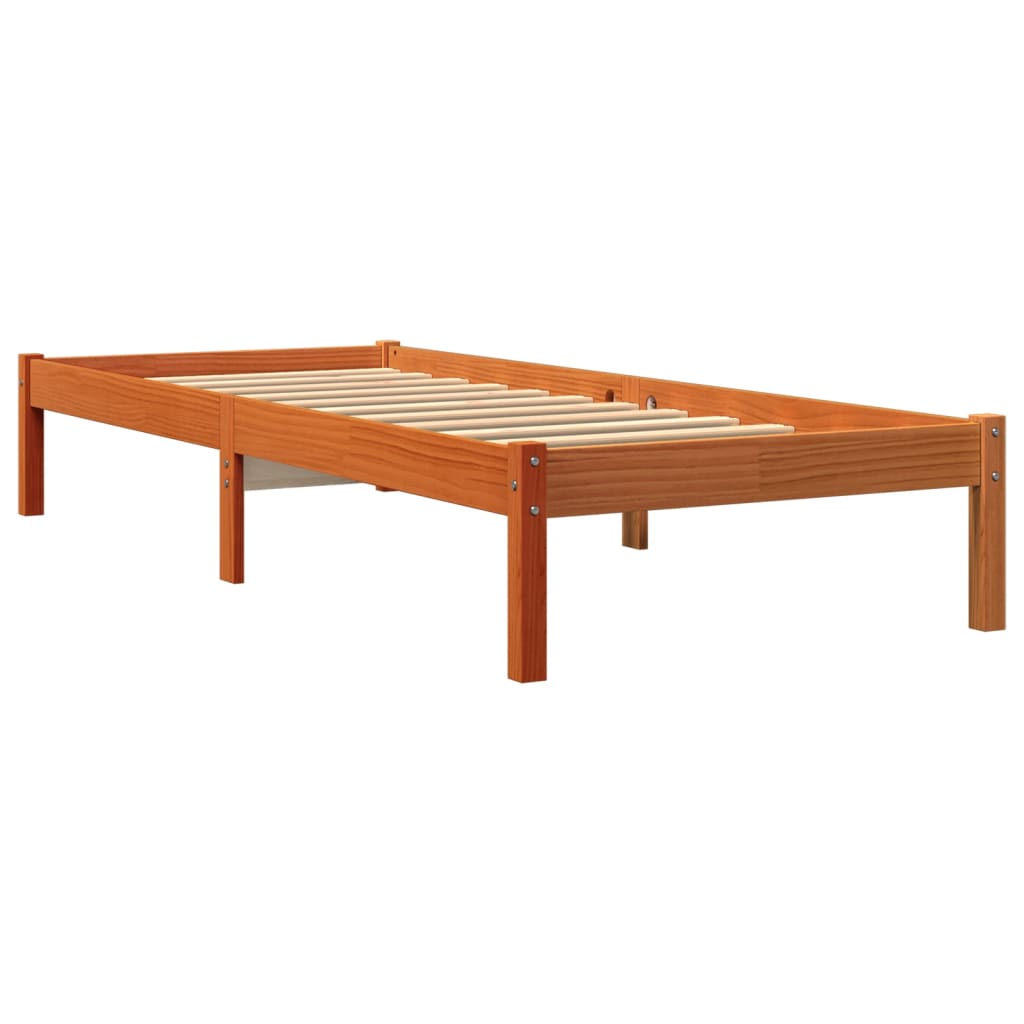 Vidaxl Bed Frame Without Mattress, Waxed Brown, 75X190 Cm, Pine