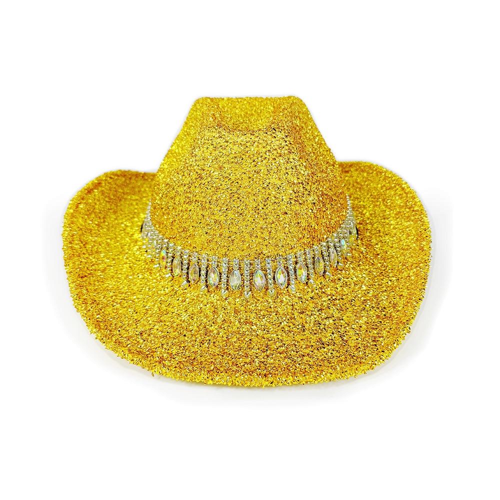 Women's Cowgirl Hat Stylish Rhinestone Design Sun Hat Wide Brim Western Cap for Party& Daily Life
