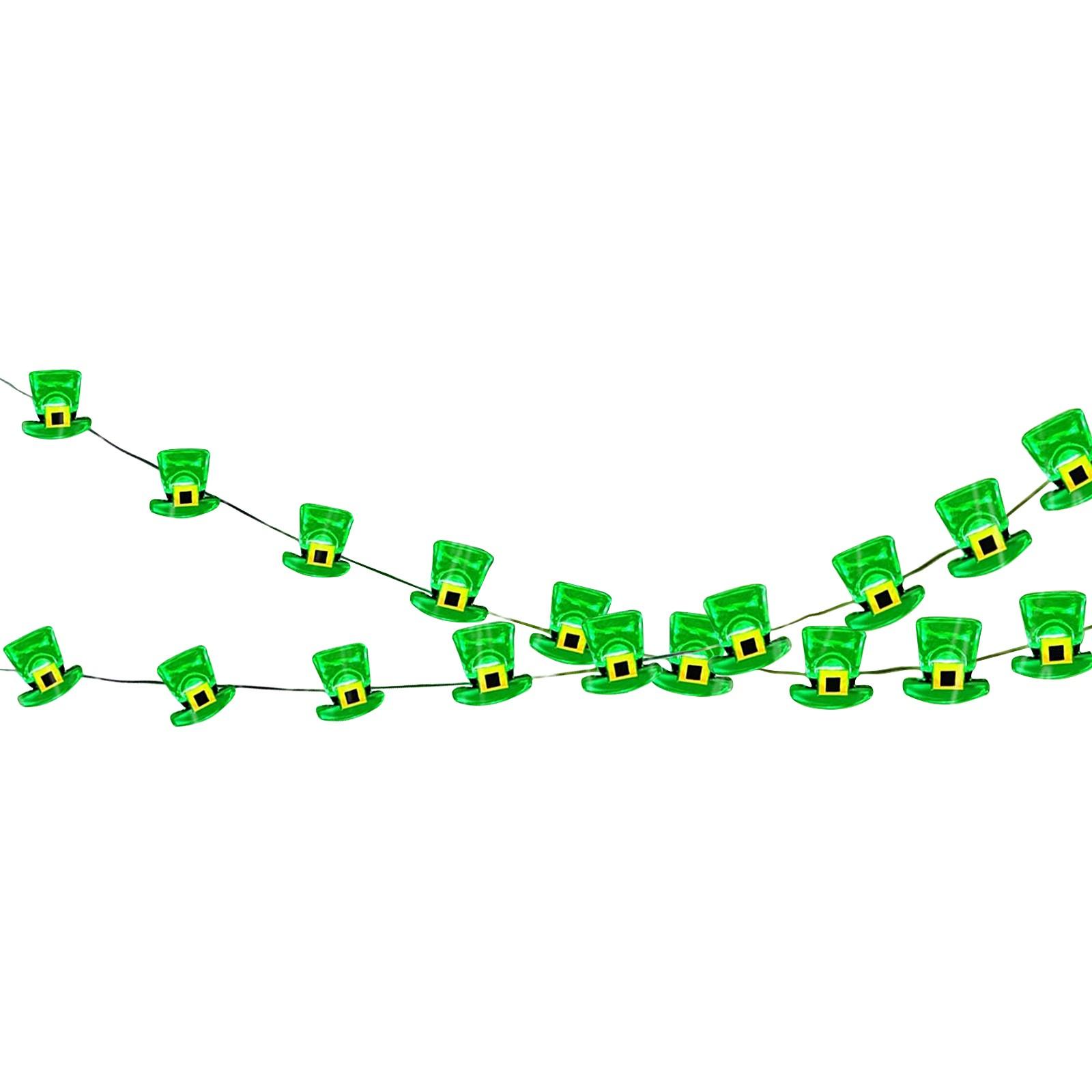 

Свети-стрит. Украшения ко Дню Святого Патрика Зеленые огни Шляпа Лепрекона Работает от батареек. Ирландское украшение ко Дню Святого Патрика One Size