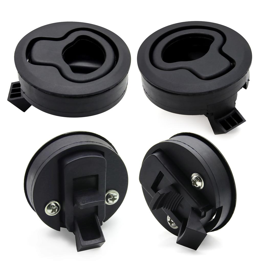 2 4 6 PCS Black Flush Boat Marine Latch Flush Pull for RV Boat Round Non-locking Handle Marine Deck Hatch Door Replacement Lock