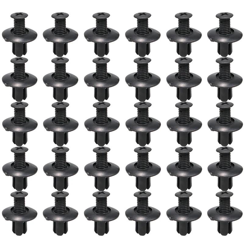 8mm Plastic Rivets Fasteners Suit for Car Bumper Fender, Black Clips Suit for Toyota, Nissan, Kia, Yamaha