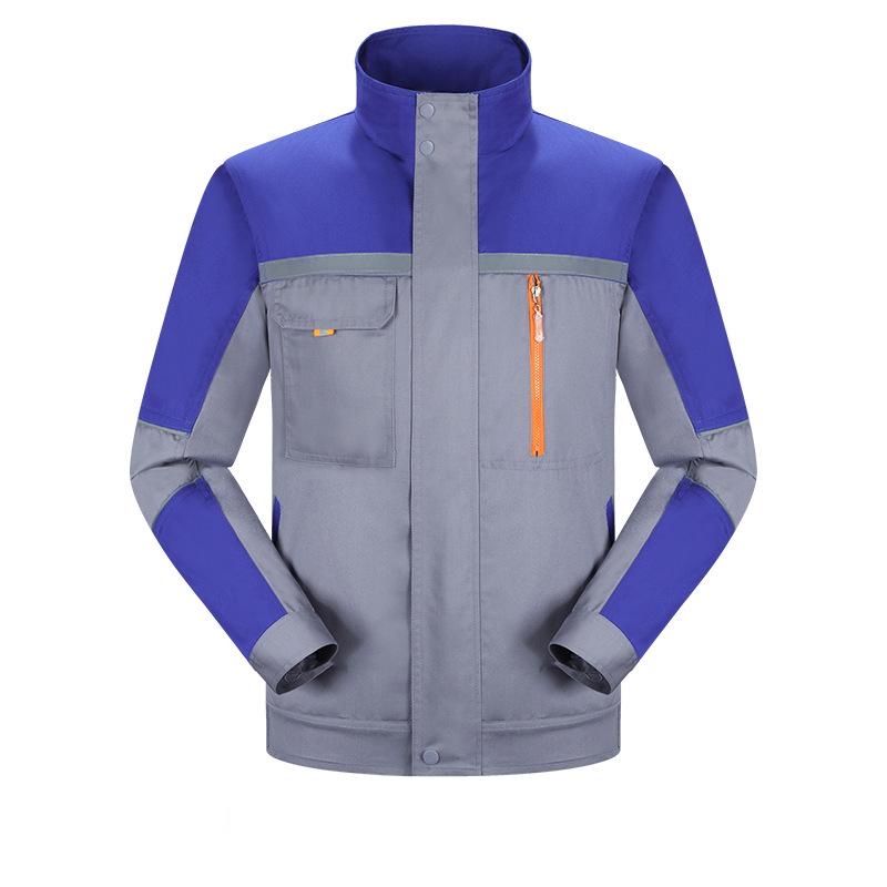 Men's Polyester Long Sleeve Workwear Set with Reflective Strips - Durable, Thickened for Spring/Autumn Construction and Auto Repair.