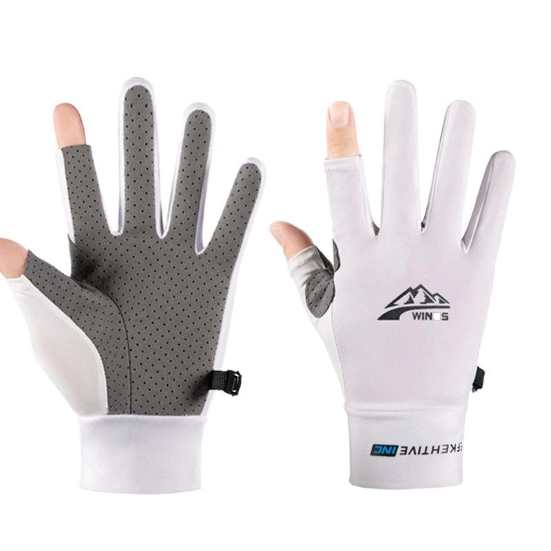 Mountaineering gloves, men's and women's spring and summer anti-skid and sun protection, full finger express, thin ice silk, driving, riding, running