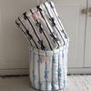 Practical Quilted Round Storage Basket with Elegant Bowknot Designs Convenient for Bedroom or Bathroom Organization