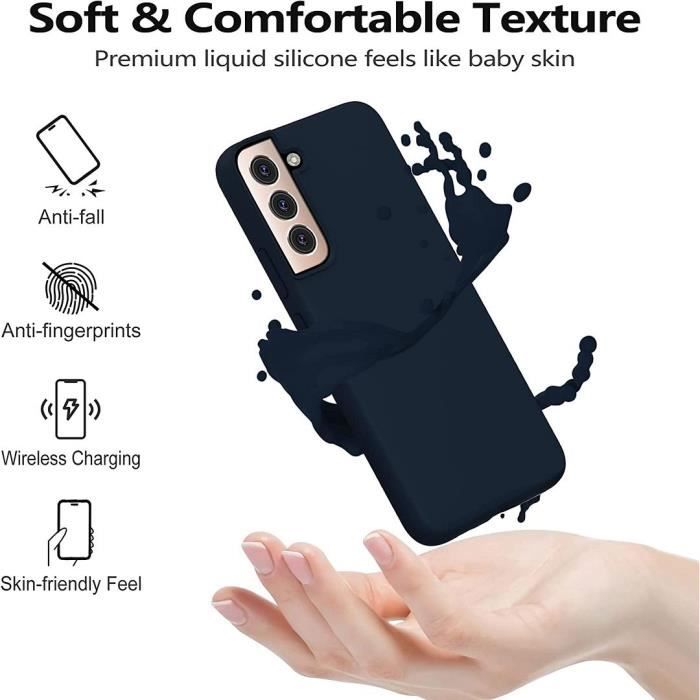 Coque Silicone - Samsung - S22 Plus - Bleu Marine - Anti-choc - Souple - 2 Verres Trempés