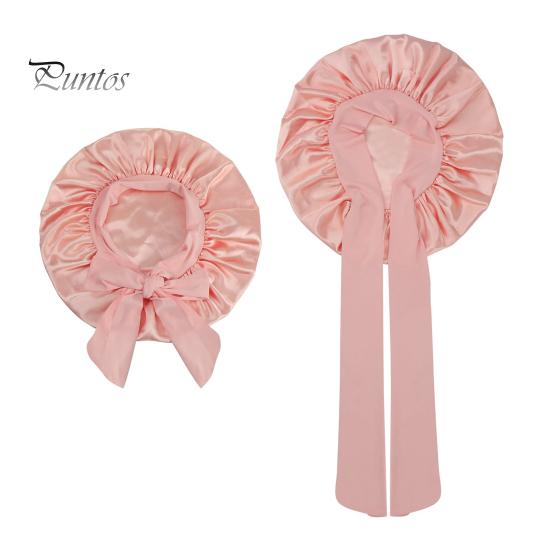 Women Nightcap Satin with Adjustable Elastic Tie Band Hair Protection Bathing Makeup Exercise Hat Sleeping Bonnet Night Sleep Shower Cap