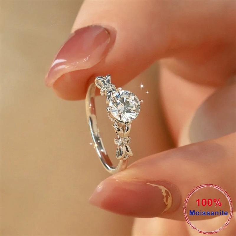 

Кольцо с бантом S925, серебро муассанит, 1 карат, кольцо D, цвет, ультра белый лабораторный бриллиант, женские свадебные украшения высокого качества, сертификат GRA 5