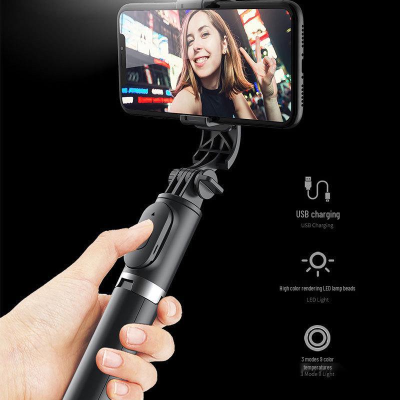 Q02S Bluetooth Anti-Shake Extendable Travel Tripod & Selfie Stick for Phone Photography and Live Broadcast