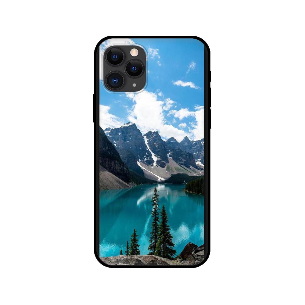 Black tpu case for iphone 5 5s se 2020 6 6s 7 8 plus x 10 XR XS 11 12 mini pro MAX back cover Winter Snow Mountain Scene
