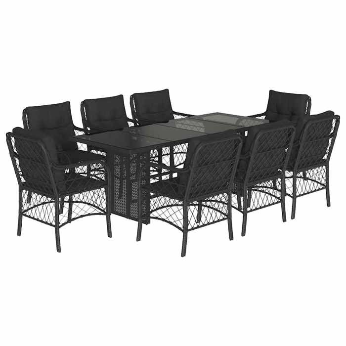 VidaXL 9-Piece Garden Dining Set with Cushions, Patio Table and Chairs, Patio Furniture, Outdoor Furniture, 3212057