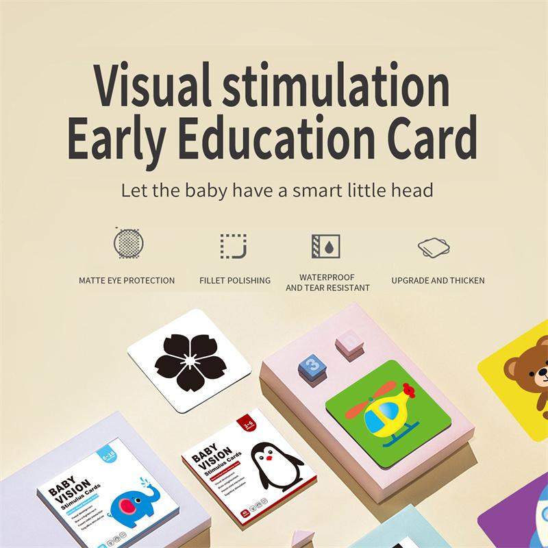 Baby Vision Stimulus Cards, High Contrast Baby Cards, Black White Colorful Baby Flashcards Newborn Toys