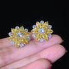 European and American Super Shiny Diamond Set Zircon Flower Earrings for Women