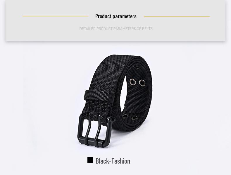 Men's Fashion Pin Buckle Leather & Nylon Woven Canvas Belt