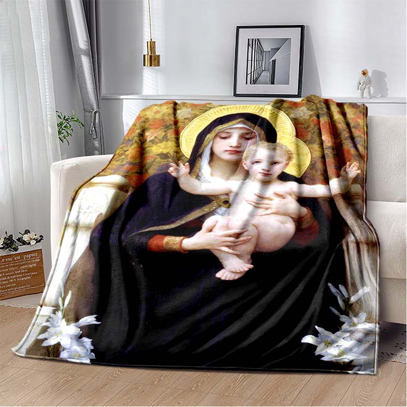 1 PC 3D printed flannel blanket (Our Lady of Guadalupe pattern) home blanket birthday gift. Customizable.