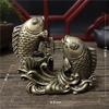 Gold Chinese Feng Shui Buddha Statues Hand Carved Sculpture Animals Fish Figurines Crafts Ornaments Home Decoration Accessories