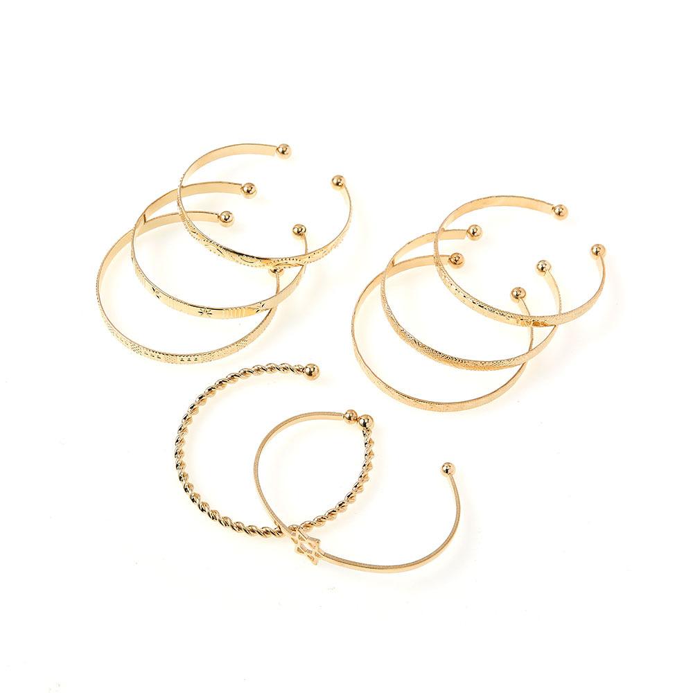 Bohemian Twist Twist Starlight Love Star Pattern Iron Bracelet 8 Piece Set