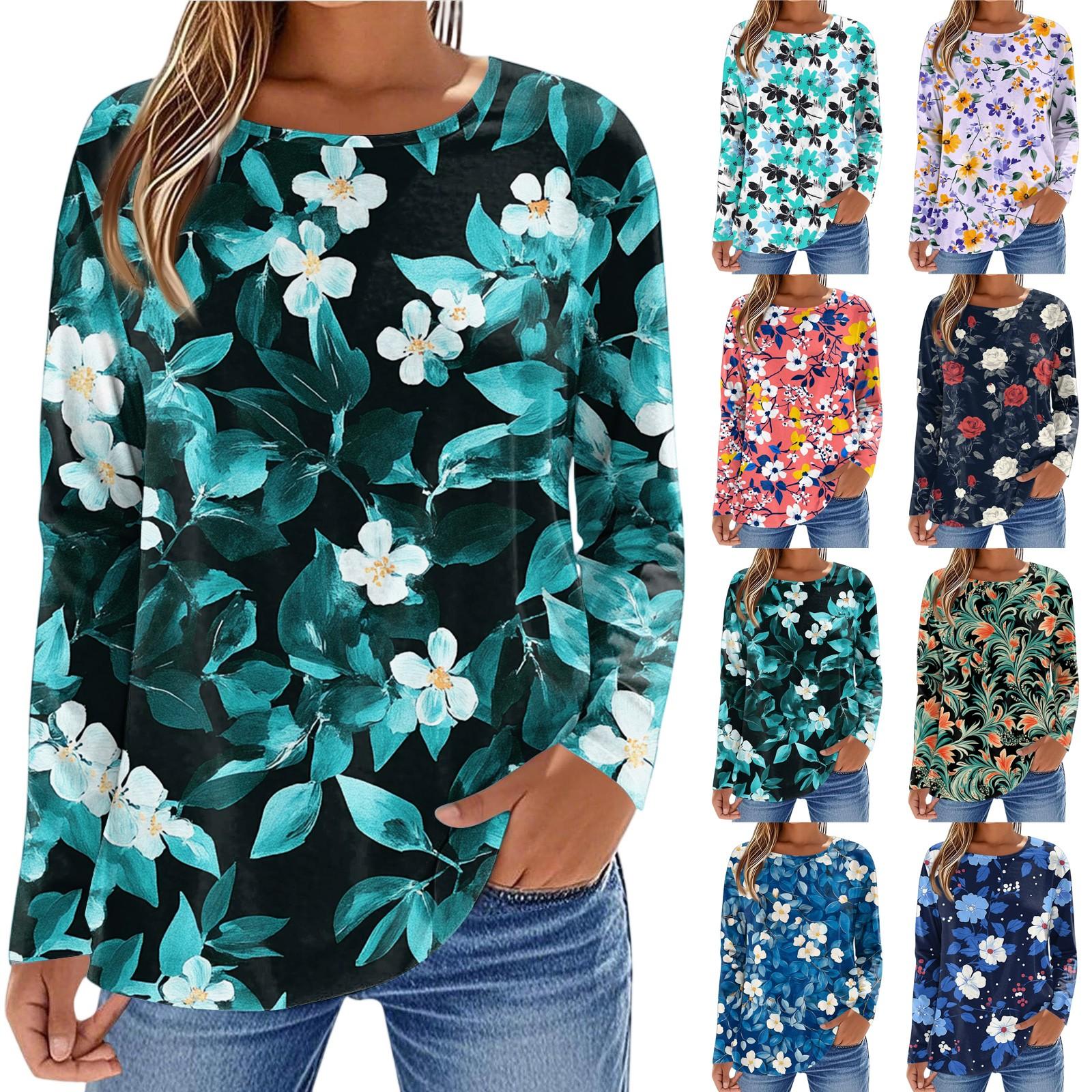 

Women s Fashionable Casual Printed Long Sleeved Round Neck Top Round Neck Top Top XL