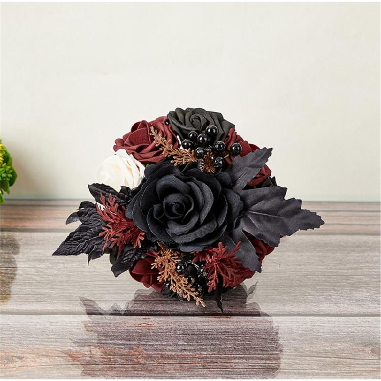 Halloween Wedding Bouquets with Pumpkin for Bride and Bridesmaids, Bridal Bouquets Wedding Bouquets with Ribbon