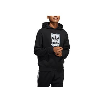 adidas Originals Trefoil Kangaroo Pocket Print Hoodie Unisex Hoodies Black HL4100