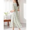 Sentubila Summer French Floral Print Dress with Puff Sleeves