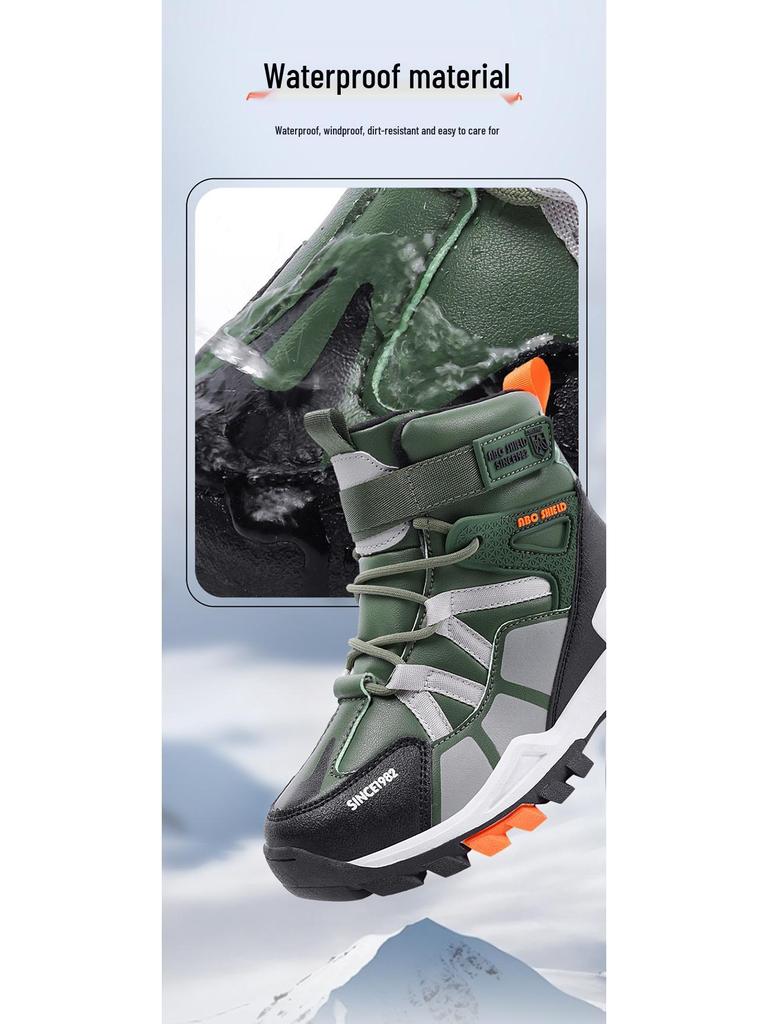 Children's Thickened High-Top Snow Boots for Boys - Warm, Cotton Lined, Cold-Proof Winter Shoes.