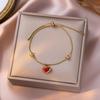 Elegante Collana a Cuore in Acciaio al Titanio - Catena alla Clavicola alla Moda con Smalto Rosso per Donna