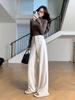 Ai Xuan Grey Acetate Wool Straight Leg Trousers - 2025 Autumn/Winter Women's High-End Narrow Leg Casual Pants
