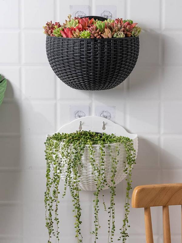 Hand Exquisite Wall-mounted Plastic Basket Indoor Outdoor Storage Flower Pot Plant Container Home Living Room Decoration
