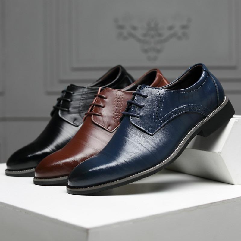 New Men Leather Shoes High Quality Casual Shoes For Men Handmade Comfortable Formal Dress Men Flats Lace-Up Oxfords Shoe