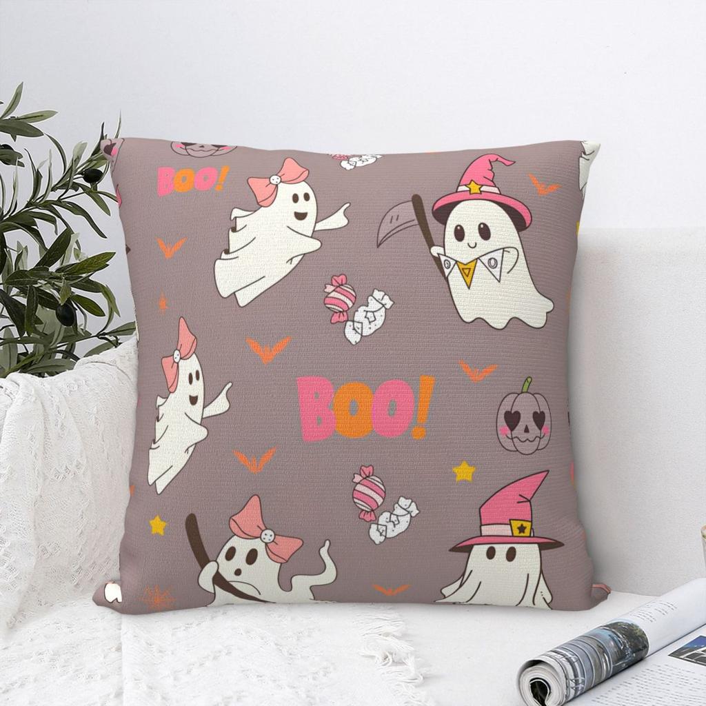 Halloween Cute Ghost Boo Pillowcase Printed Polyester Cushion Cover Gift Throw Pillow Case Cover Home Dropshipping 40*40Cm