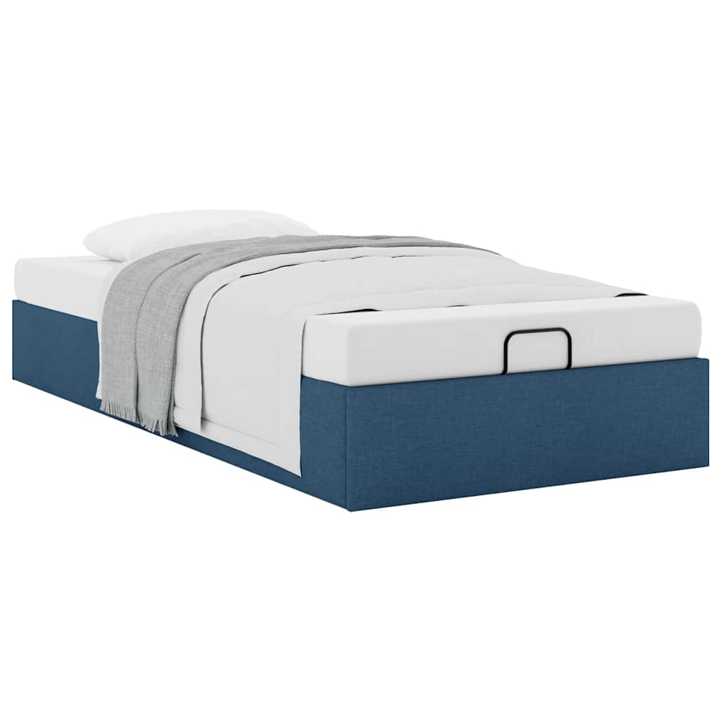 Ottoman Bed without Mattress Blue 90x200 cm Fabric