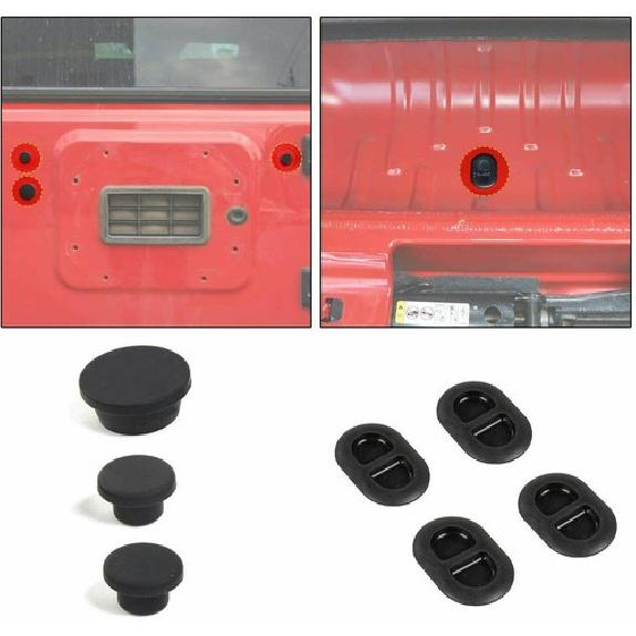 7X Bakluckepluggar Golvavlopp Gummitäckesats för Jeep Wrangler JK 07-18 Svart