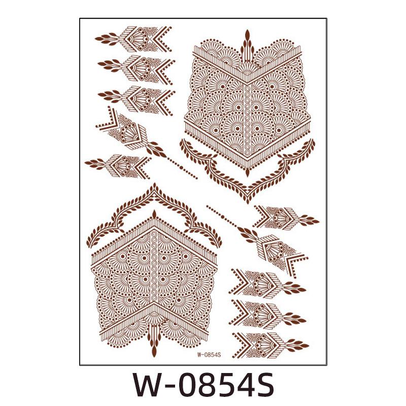 Indian Lace Tattoo Sticker Reddish-Brown Waterproof Tattoo Sticker