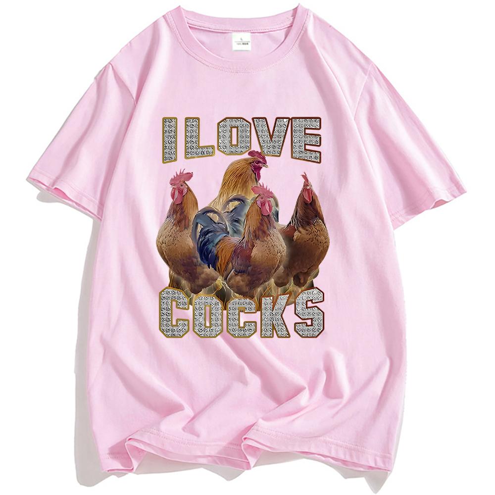 

Я Люблю Півнів Смішна Футболка з Мемом Півнів Любитель Курей Футболка з Коротким Рукавом Жіноча Чоловіча Вуличний Одяг Унісекс Вуличний Одяг L рожевий