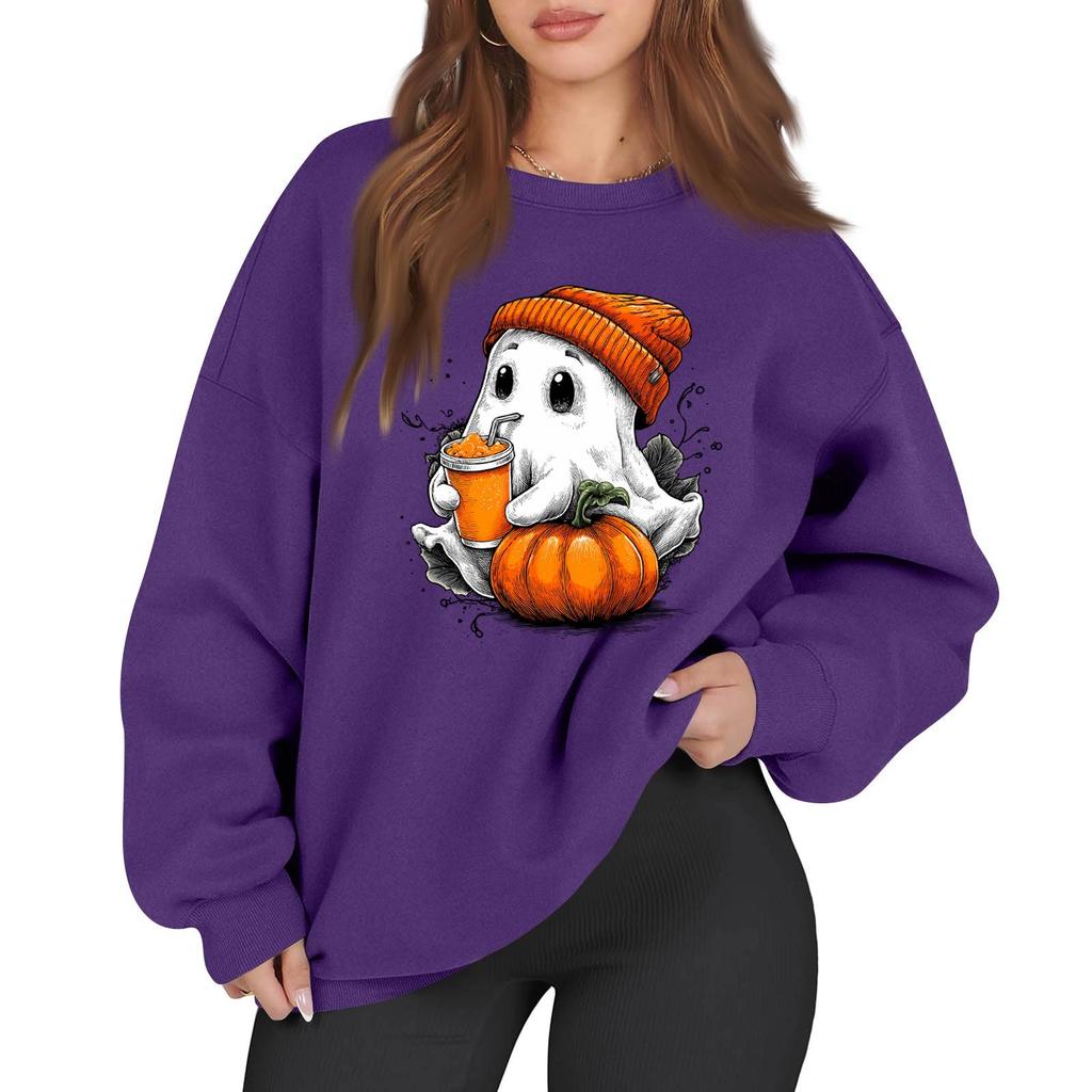 Women's Casual Fashion Long Sleeve Printed Round Neck Sweatshirt Top