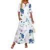 Ladies Casual Fashion Temperament Elegant Waist Patchwork Floral Print Long Dress